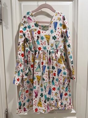 Hanna Andersson White Long-Sleeve Princess & Floral Print Dress